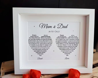 To My Mum and Dad on my Wedding Day, Parents of Groom Print, Wedding Gifts from Bride and Groom, Parents Wedding Poem, Wedding Presents