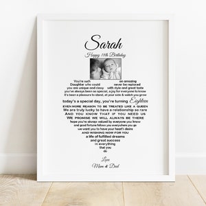Daughter 18th Birthday gift,  Daughter Sweet 16th, 18th Birthday gift, Mother Daughter gift, Father Daughter gift, Daughter 18th