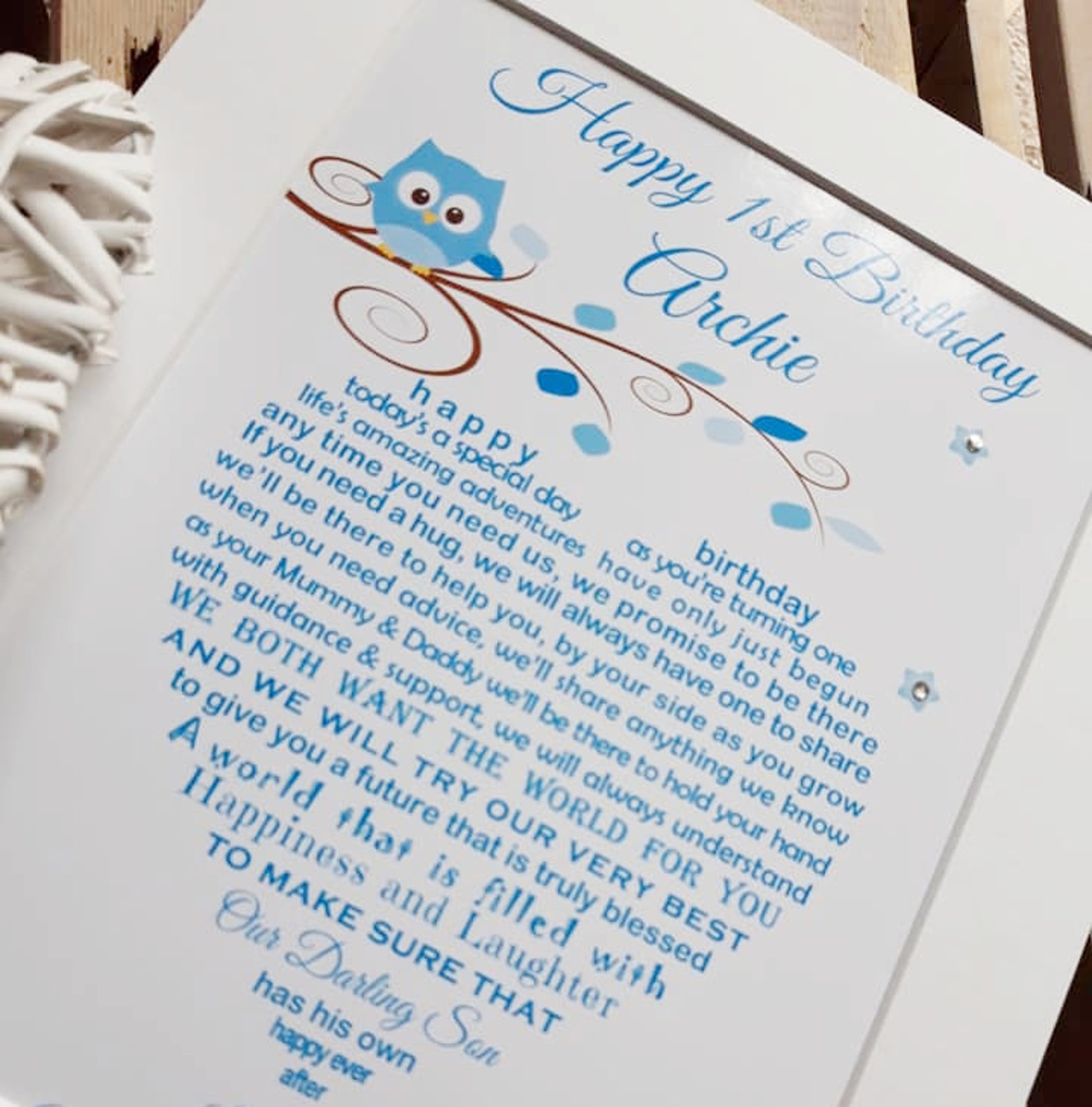 Son's First Birthday Baby Boy Son 1st Birthday Gift | Etsy