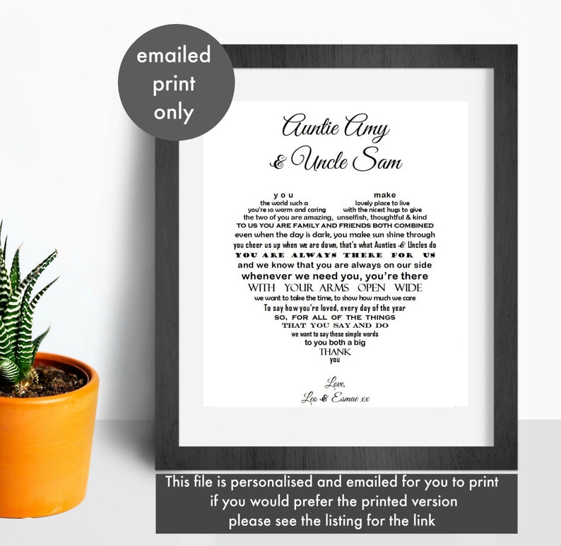 personalised auntie and uncle gifts