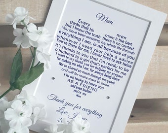 Mother of the Groom gift from son, My mum on my wedding day, Wedding gift parents, Mother Wedding gift from Groom, Wedding present for mum