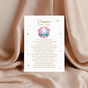 Regalo del signo zodiacal Cáncer para cumpleaños de junio y julio, impresión de poema del horóscopo del zodíaco de un amigo, rasgos de personalidad de Cangrejo