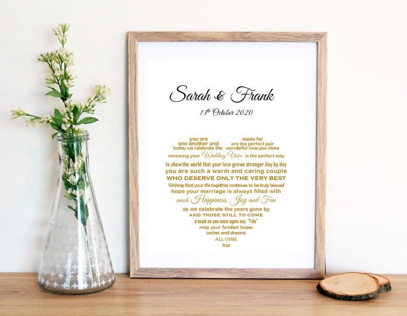 Wedding vow renewal gift UNFRAMED Renewal of vows Mariage | Etsy