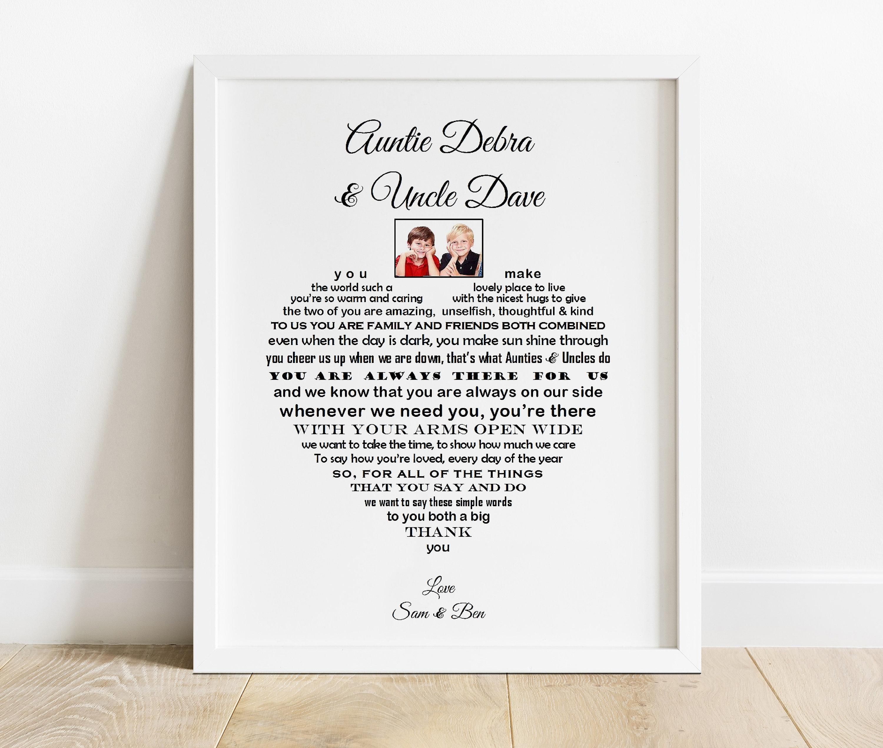 Auntie and Uncle Gift UNFRAMED Aunty Uncle Wedding Gift Aunt image image