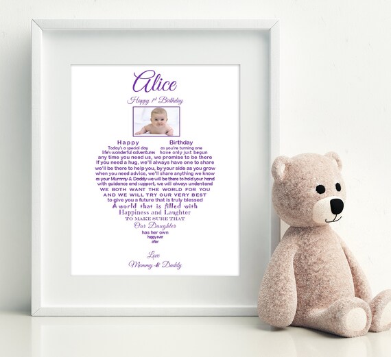 Daughter First Birthday Keepsake Gift Granddaughter 1st Etsy Singapore