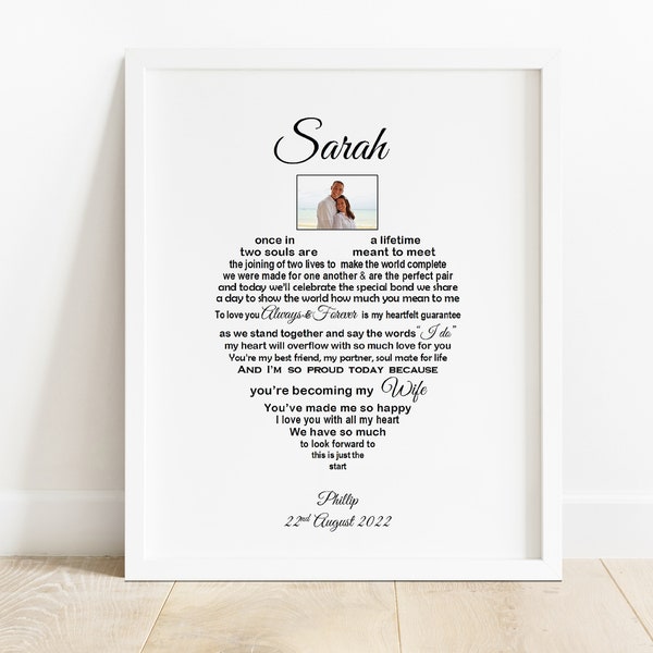 Bride Wedding Gift from Groom, Wedding Gift for Bride to be, Lesbian Wedding gift for Wife to be, Wedding Morning Gifts, Poem Print