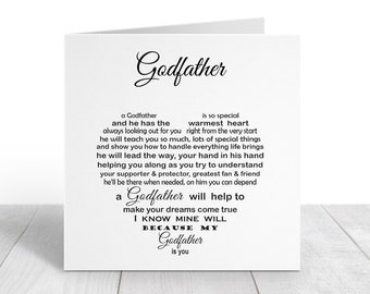 Godfather Birthday Card, God Mother Thank you Godparents, Christening Goddaughter Poem, Godson Birthday