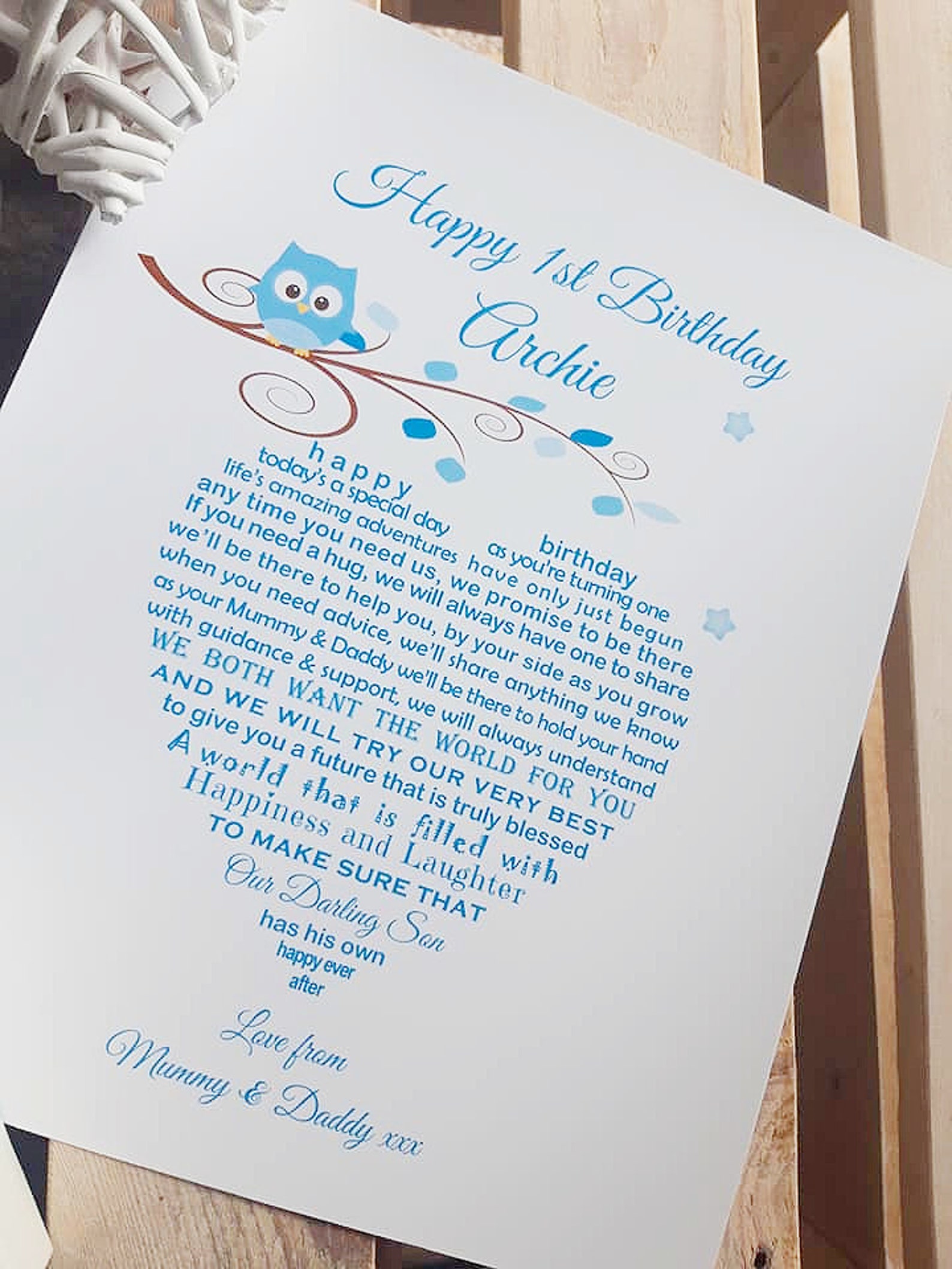 Son's First Birthday Baby Boy Son 1st Birthday Gift | Etsy