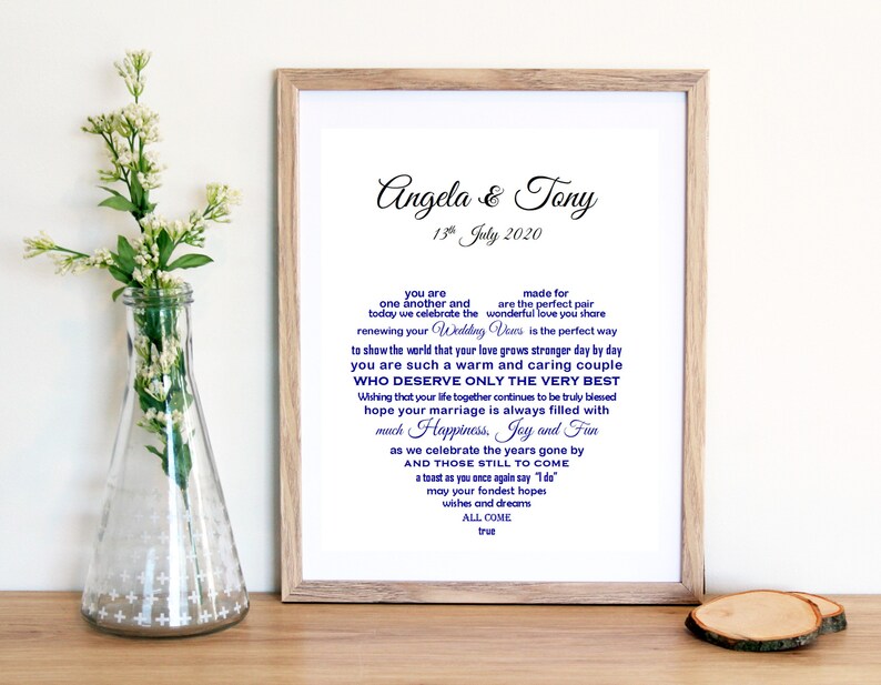 Wedding Vow Renewal Gift DIGITAL Personalised Renewal Print Etsy UK