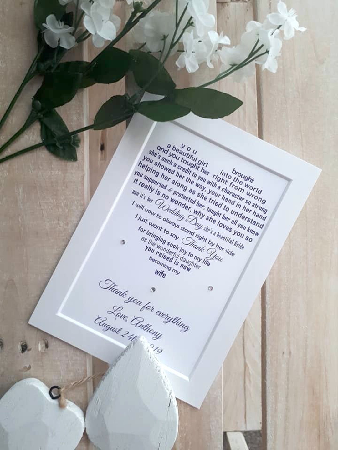 Mother of Bride Gift From Groom New Mother Father in Law Poem image picture