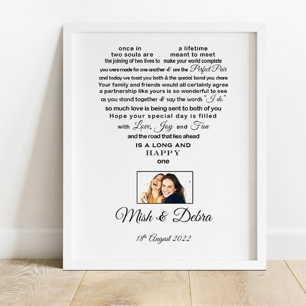 Lesbian Wedding Gift, Bride and Bride Couple, Mrs and Mrs, Bride and Bride gift, gift for lesbian couple, Same sex wedding gift