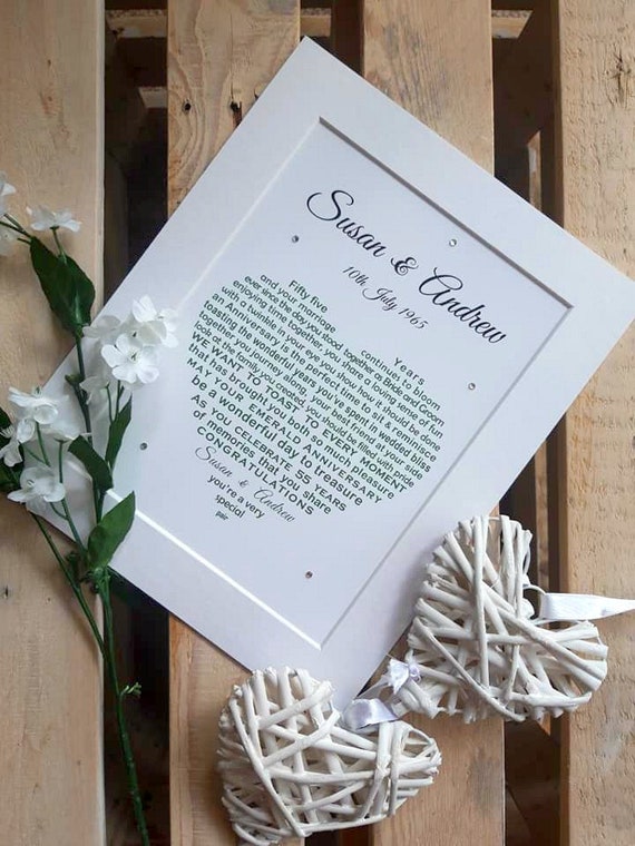 Emerald Wedding Anniversary Pebble Artwork Fram... - Folksy