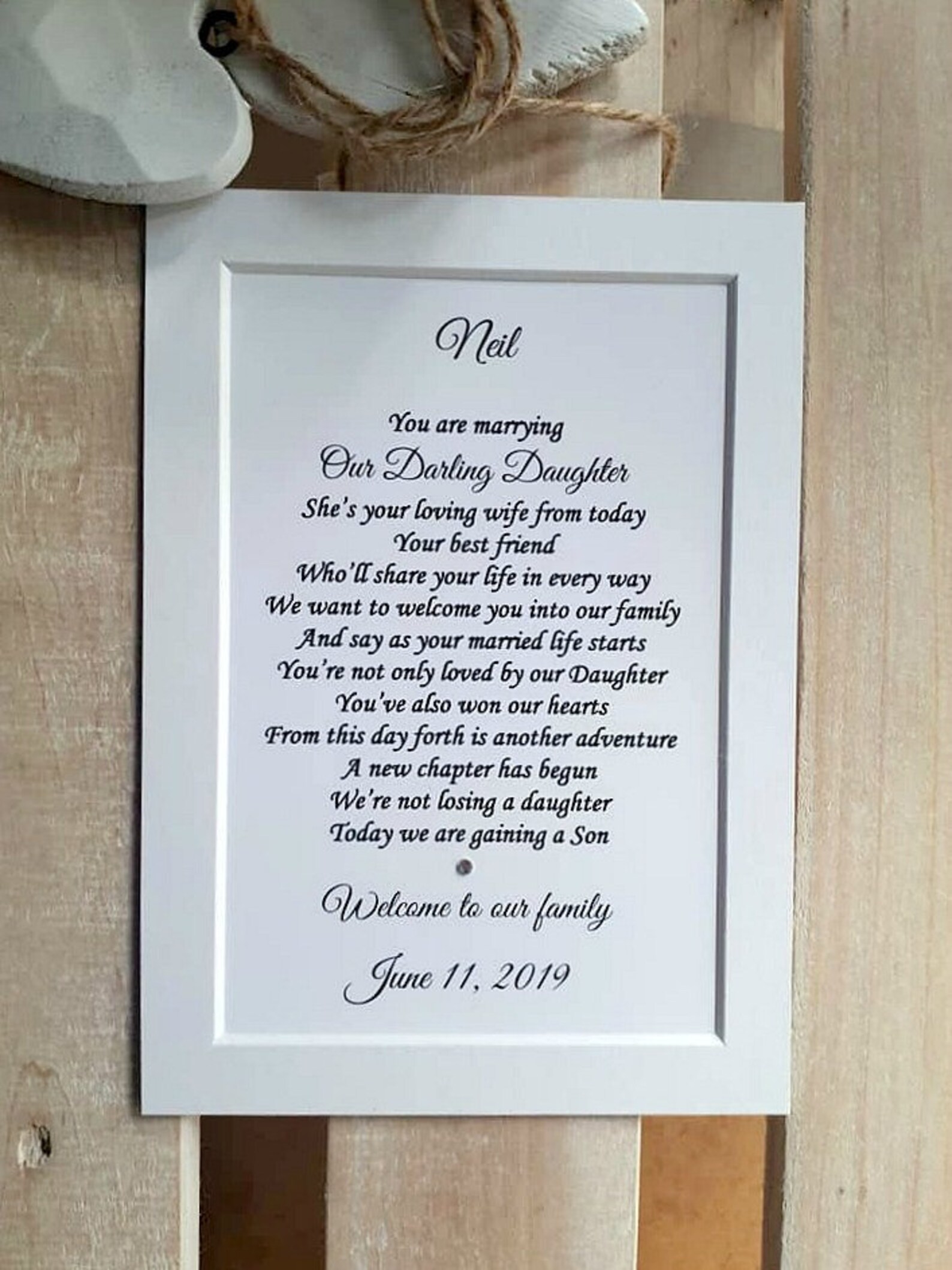 Son in Law Wedding Gift 7x5 Personalised Son in Law Print Etsy UK