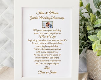 Golden Anniversary Gift, Brother Sister in Law 50th Wedding, 50 Years Married, Personalised Poem Print Keepsake, Fifty Years Together