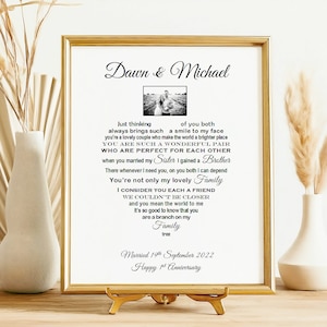 Cadeau beau-frère, cadeau d&#39;anniversaire de mariage frère, impression de poème personnalisé, 1er souvenir en papier, doré unique 50 ans