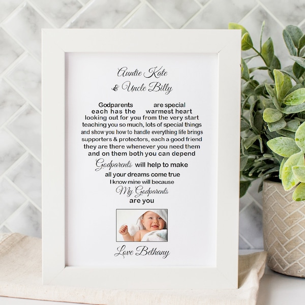 Godparent Gift from Godson, Personalised Christening Poem from Goddaughter, Baptism Thank you from Godson, Anniversary Printable Verse