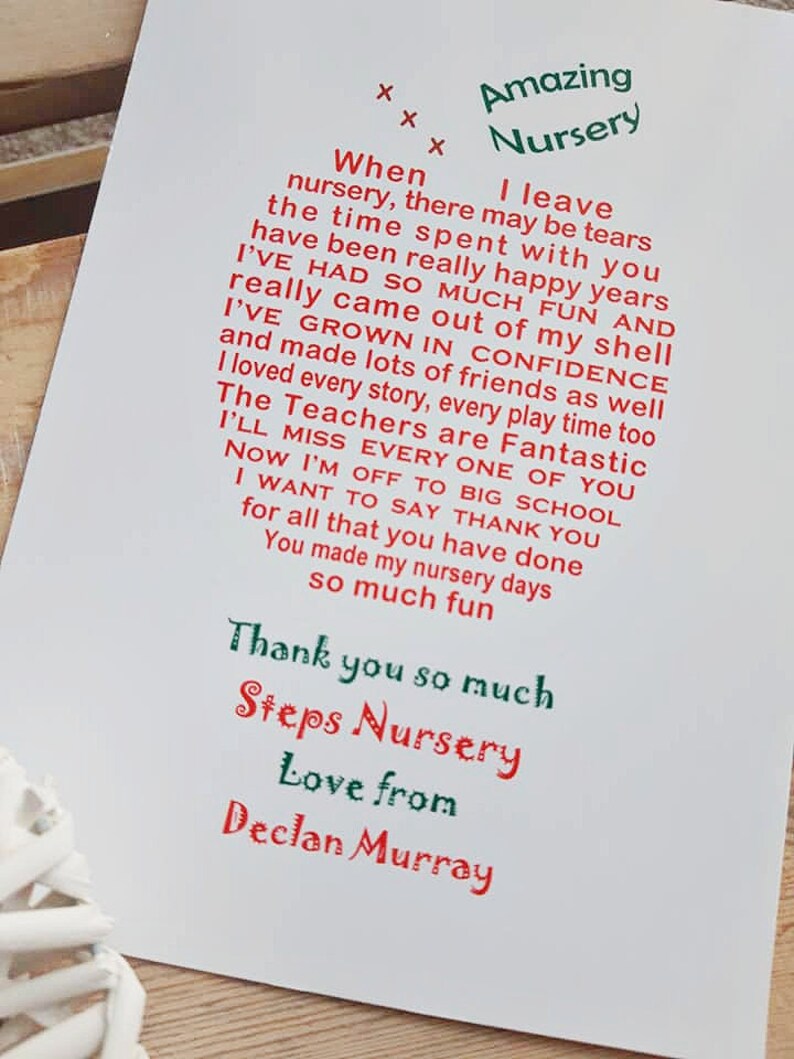 Leaving Nursery Gift Nursery Teacher Gift Kindergarten Gift - Etsy UK