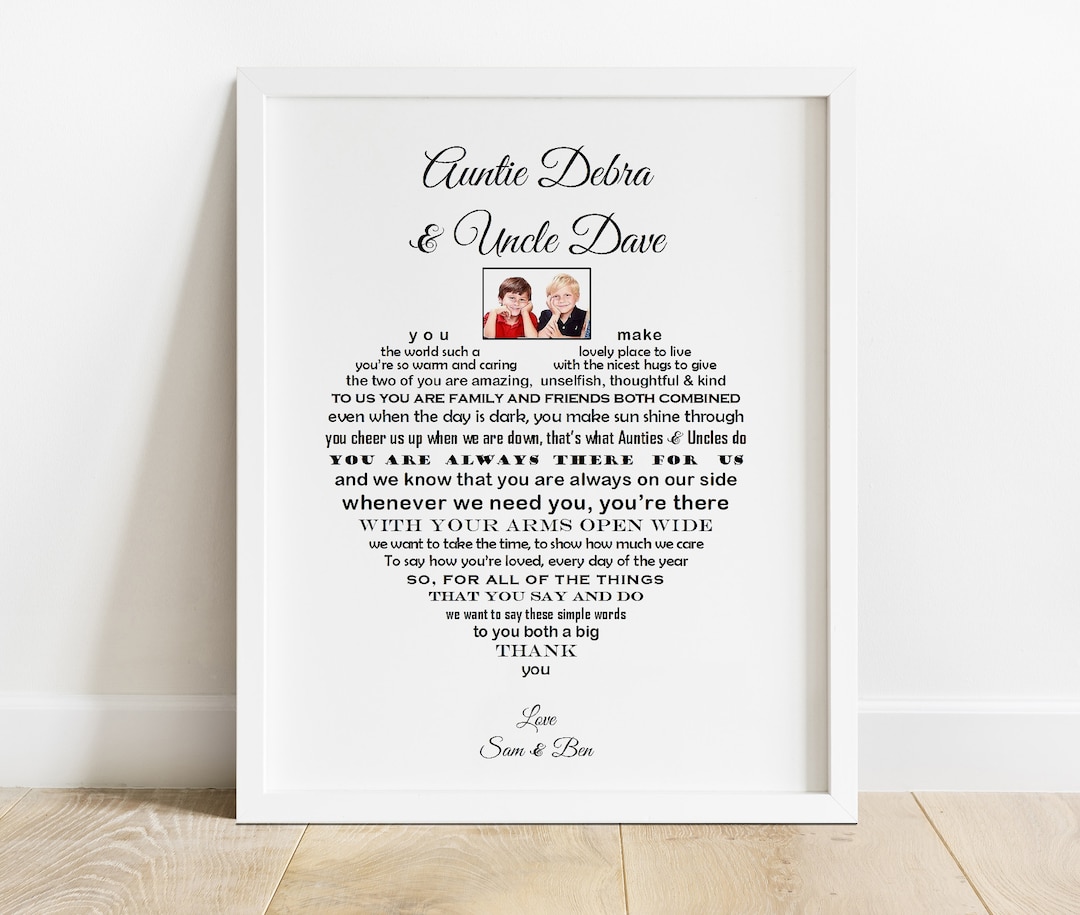 Tante und Onkel Geschenk Tante Onkel personalisiertes Gedicht Etsy.de