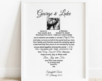 Gay Wedding Gift, Personalised Same Sex Wedding Print, Groom and Groom, Mr and Mr, Wedding gift for gay couple, Two grooms, Mr Mr