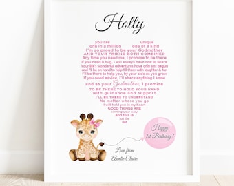 GodDaughter 1st Birthday Gift, God Daughter First Birthday, Godchild Christening Keepsake, Baptism Print, Present for Girls