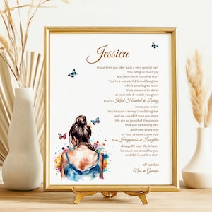 Personalised Granddaughter gift, Grandaughter Christmas present, Granddaughter Sweet 16, 18th Poem Print from Grandparent, 21st Poem