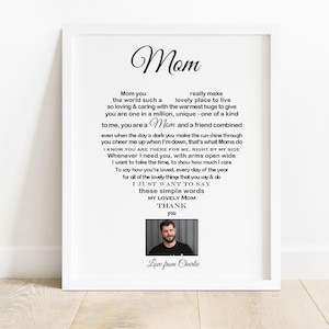 Mama Geburtstagsgeschenk von Tochter, Mama Weihnachtsgeschenk, Sentimental Gedicht Druck, Mutter Sohn Bild, Mama Einzigartiges Wort Zitat Foto