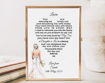 New Daughter in law Wedding Gift, 7x5 Personalised Poem Print, Welcome to the Family, GrandDaughter in law, Son's new Wife Picture Keepsake