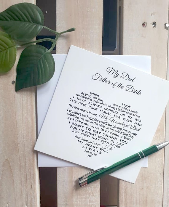 Father of Bride to Daughter Daughter wedding card from Dad 6x6 greeting card sentimental words for your daughter on her wedding day Father of Bride to Daughter Daughter wedding card from Dad 6x6 greeting card sentimental words for your daughter on her wedding day