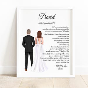Brother of the Bride gift from Sister, DIGITAL wedding present, Unique Poem Picture, Wedding Gift from Bride, Photo siblings Keepsake