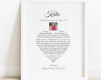 Niece Communion Gift, Personalised First Holy Communion, Daughter Naming Day  Ceremony, Goddaughter Poem, Granddaughter Print Christening
