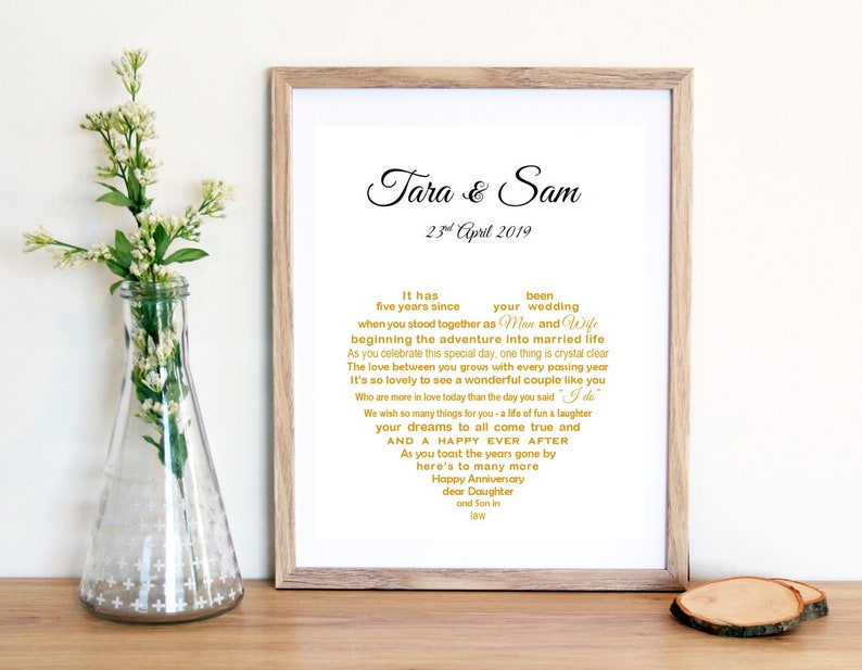 Anniversary Daughter Son in Law Gift UNFRAMED Wedding Etsy