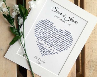 Daughter Wedding Gift from Dad, Mother Daughter Print, Wedding Morning from Mum Dad, Letter from Heaven to Bride, Personalised Poem Prints