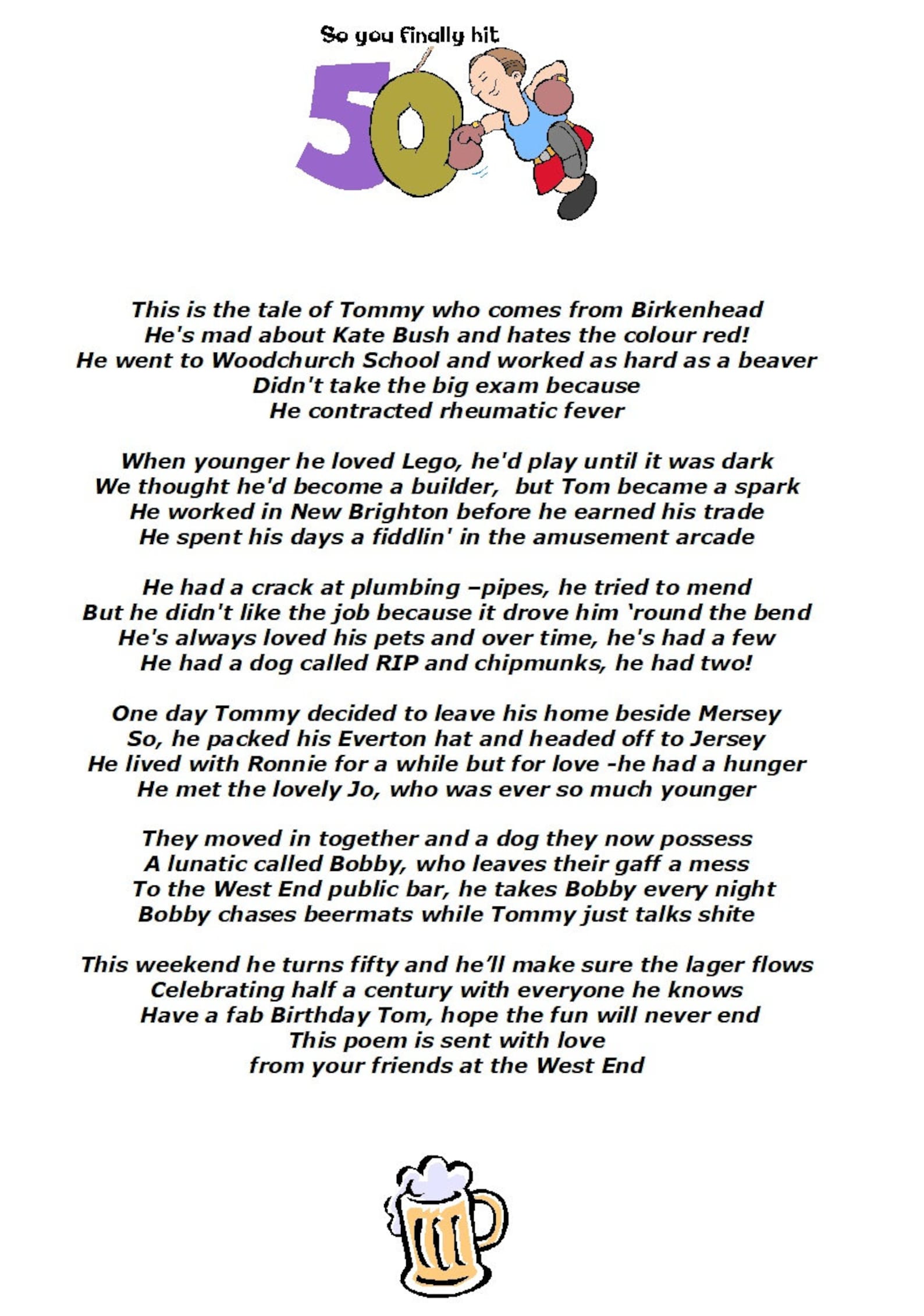 50th Birthday Gift UNFRAMED Custom Poem print Their story in Etsy