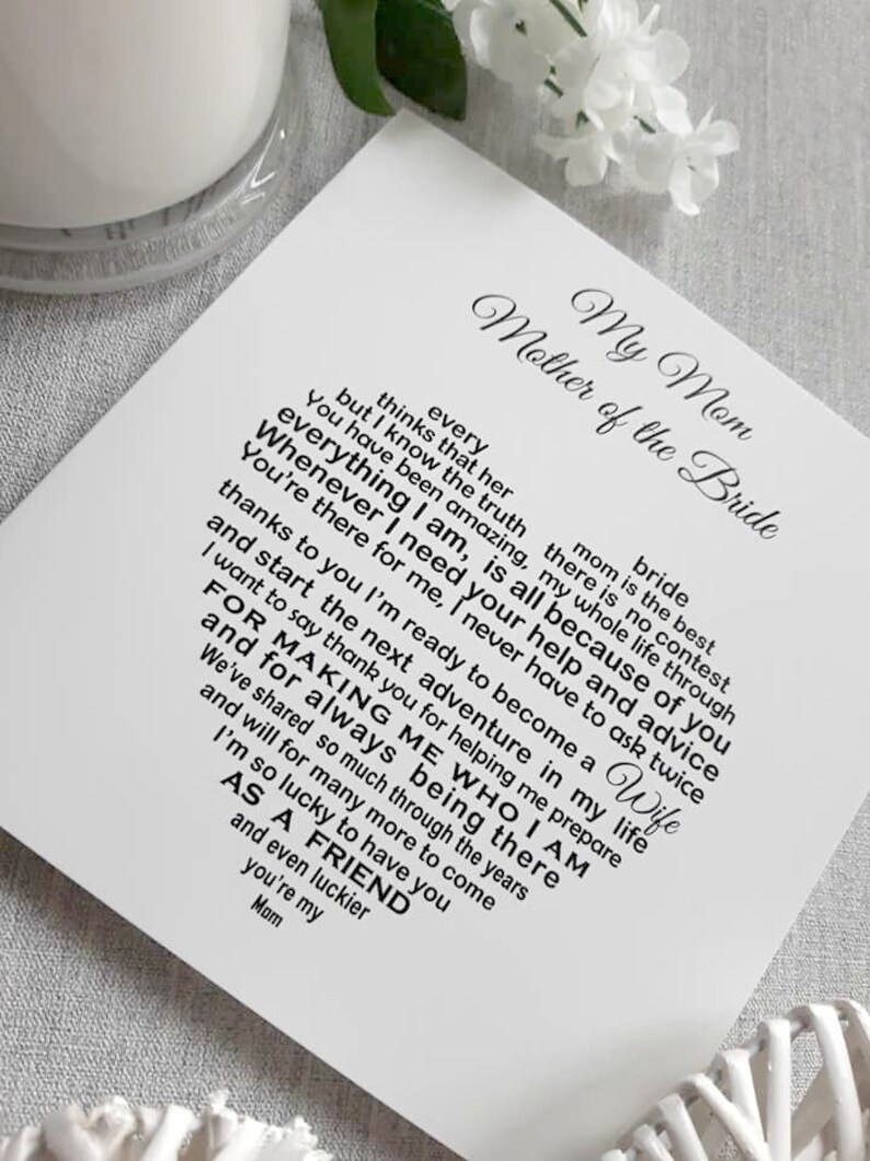Mother Of The Bride Card From Bride Card From Bride To Mum Etsy UK