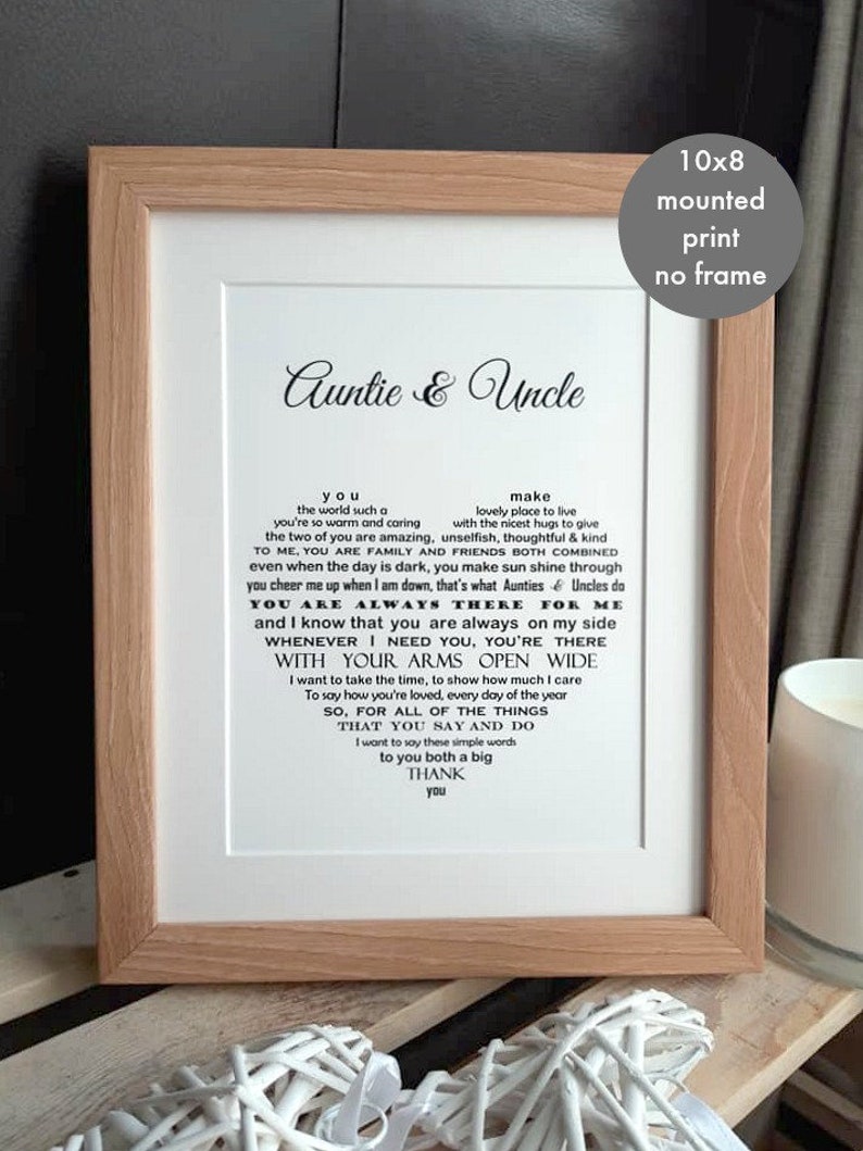 Auntie and Uncle Wedding gifts for Aunty & Uncle Aunt and
