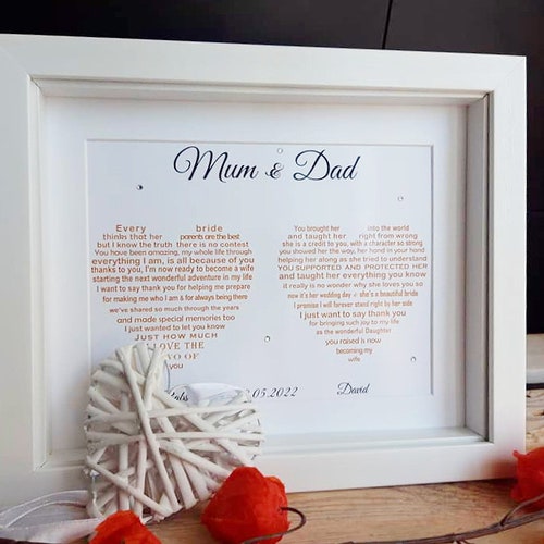 Parents Wedding Gift Father of the Bride Parents Thank You Etsy