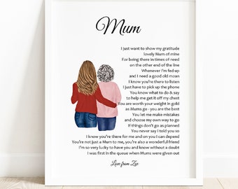 Moeder Moederdag cadeau van dochter, sentimenteel citaat voor moeder verjaardagscadeau, Mama cadeau van zoon, Mam gedicht print, vers afdrukbare woorden