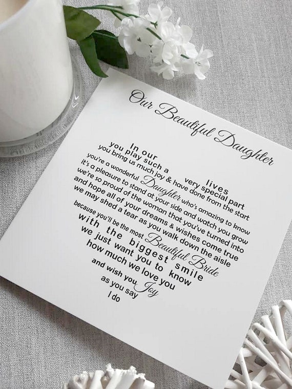 Verwonderlijk Dochter's Wedding Card van ouders dochter trouwdag bruid | Etsy QR-46