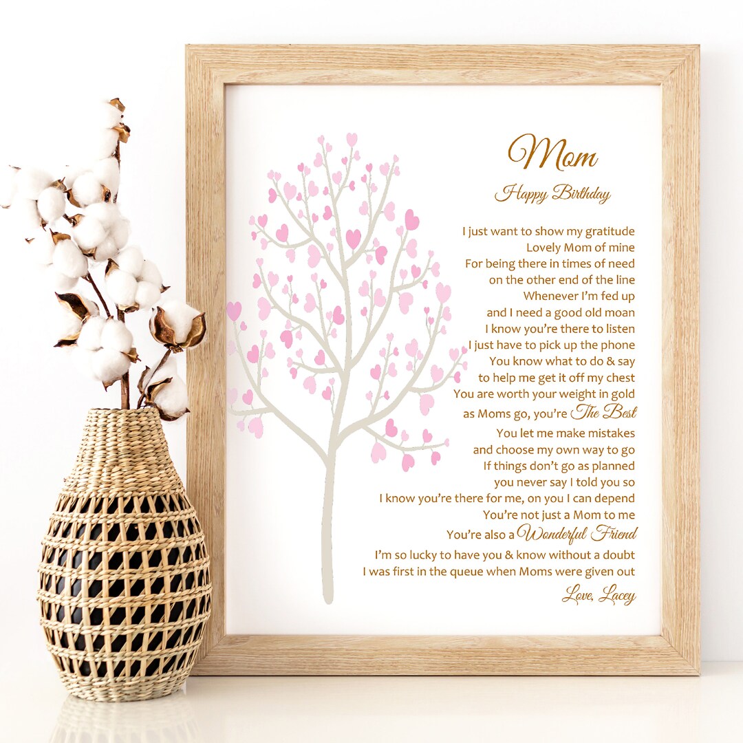 Mum Birthday Present, Mom Poem Printable, Personalised Mam Gift, Mother