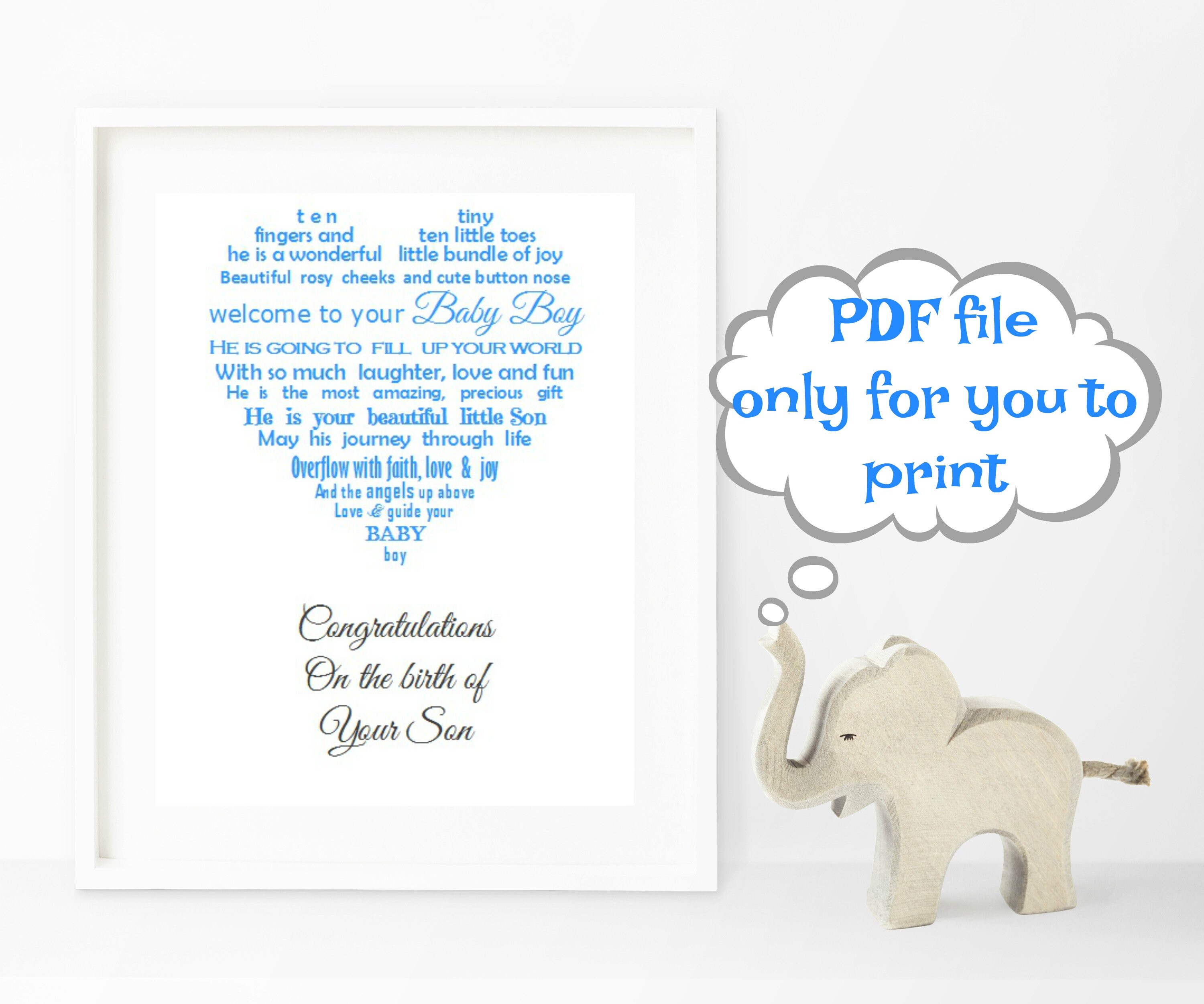 Neue BabyGeschenk druckbare Geburt von Ihrem Sohn Geschenk