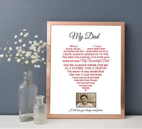 Dad Birthday Gift Dad Print 10x8 Personalised Poem Etsy