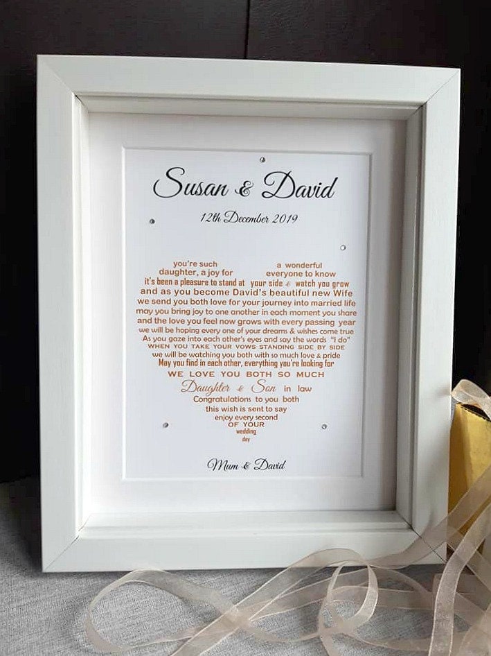 Son Wedding Gift Son and Daughter in Law Personalised Etsy UK