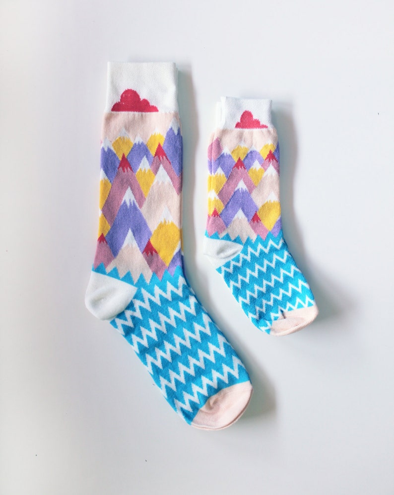 Like me socks for kids and parents // MONTAGNE, NUAGE and HERBE image 1