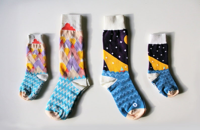 Like me socks for kids and parents // MONTAGNE, NUAGE and HERBE image 5