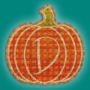Tejido de la carta D Burlap pintado y cosido monograma de calabaza PNG