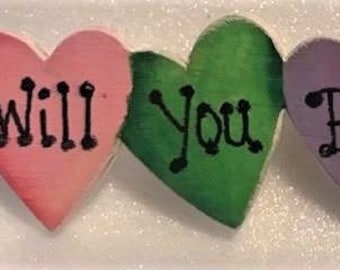 Hand painted Will you be mine pin