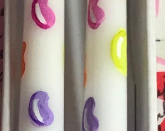 Hand painted Jelly Bean Easter taper Candles