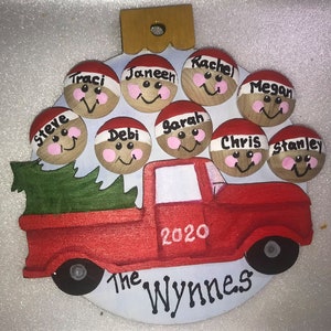 Personalized Family of 9 Truck Ornament