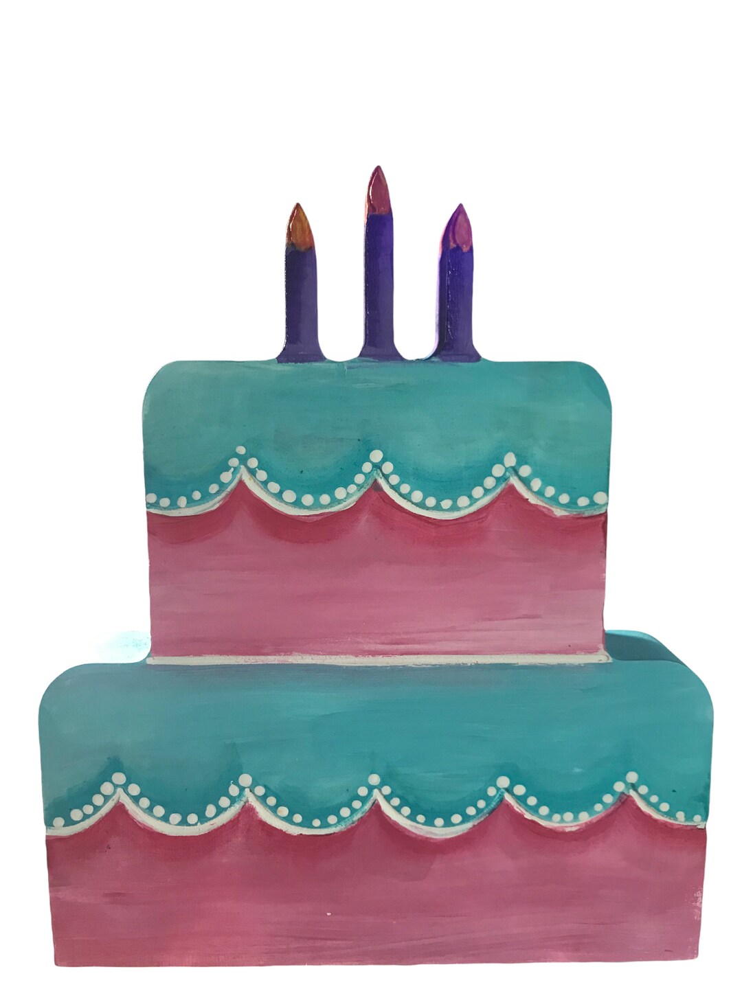 Hand Painted Birthday Cake Shelf Sitter Etsy