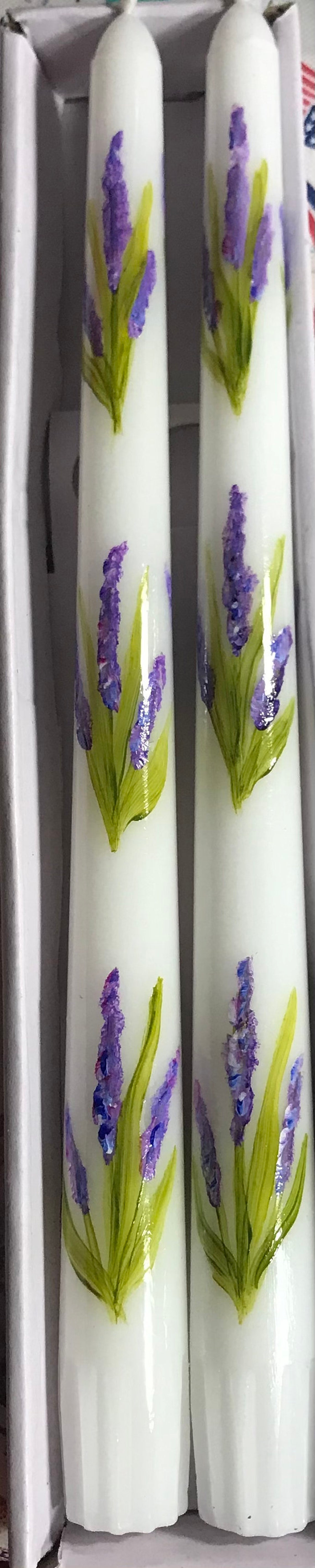 Hand painted lavender taper candles Etsy
